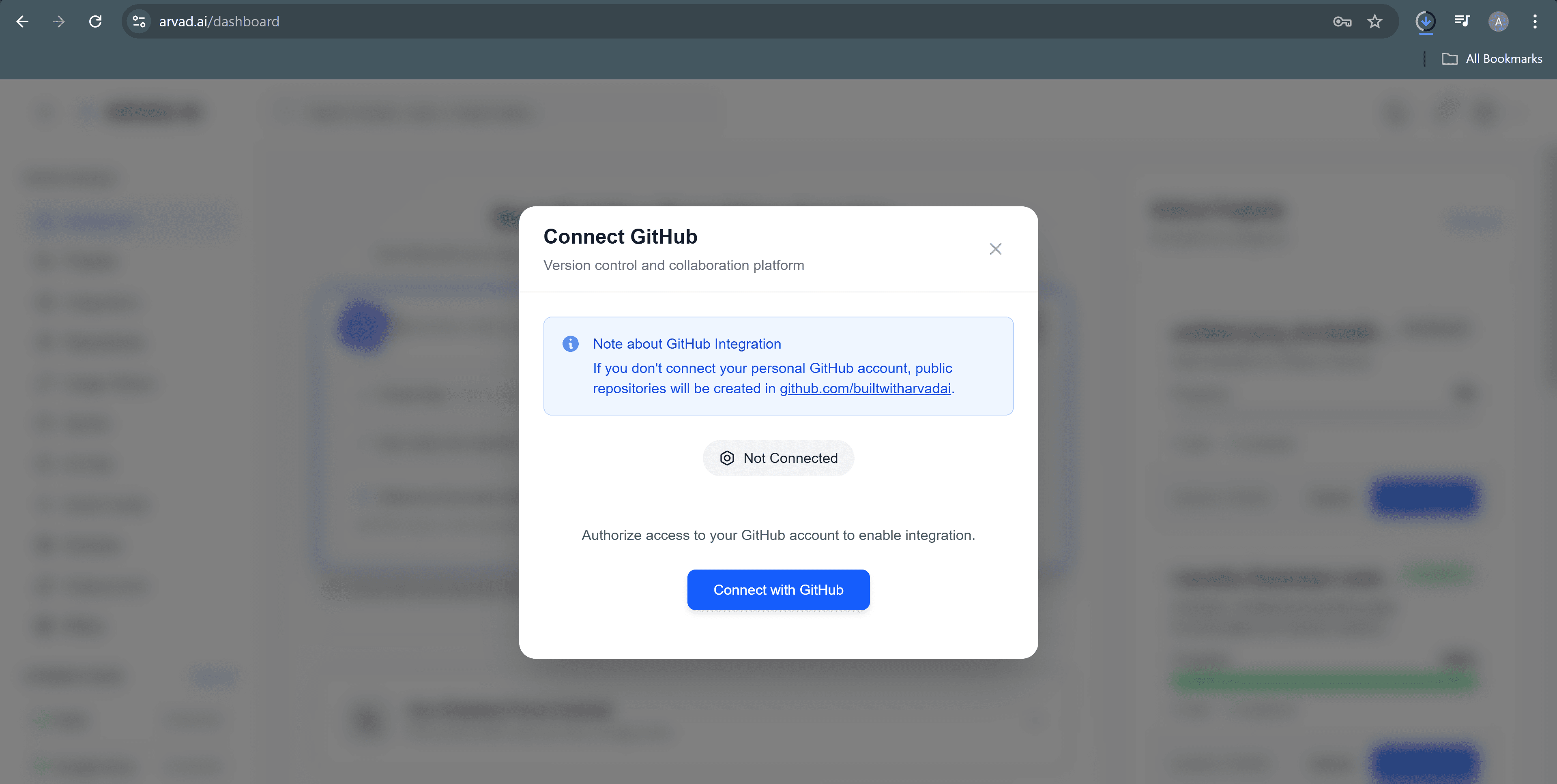Connect GitHub Modal