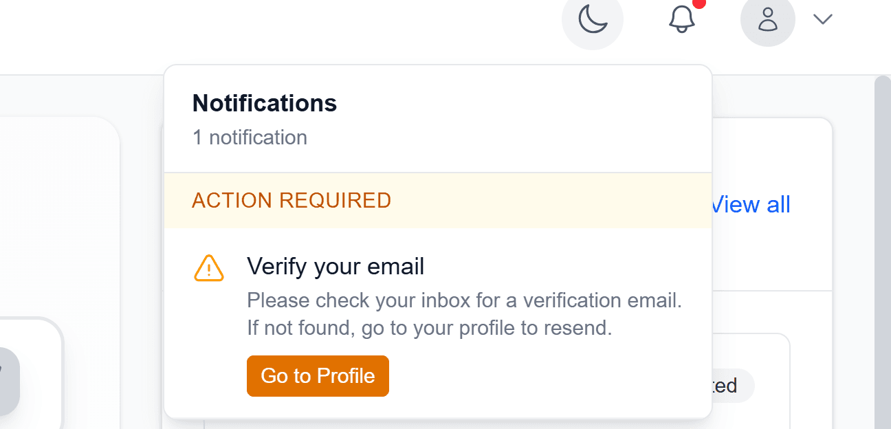 Email activation notification