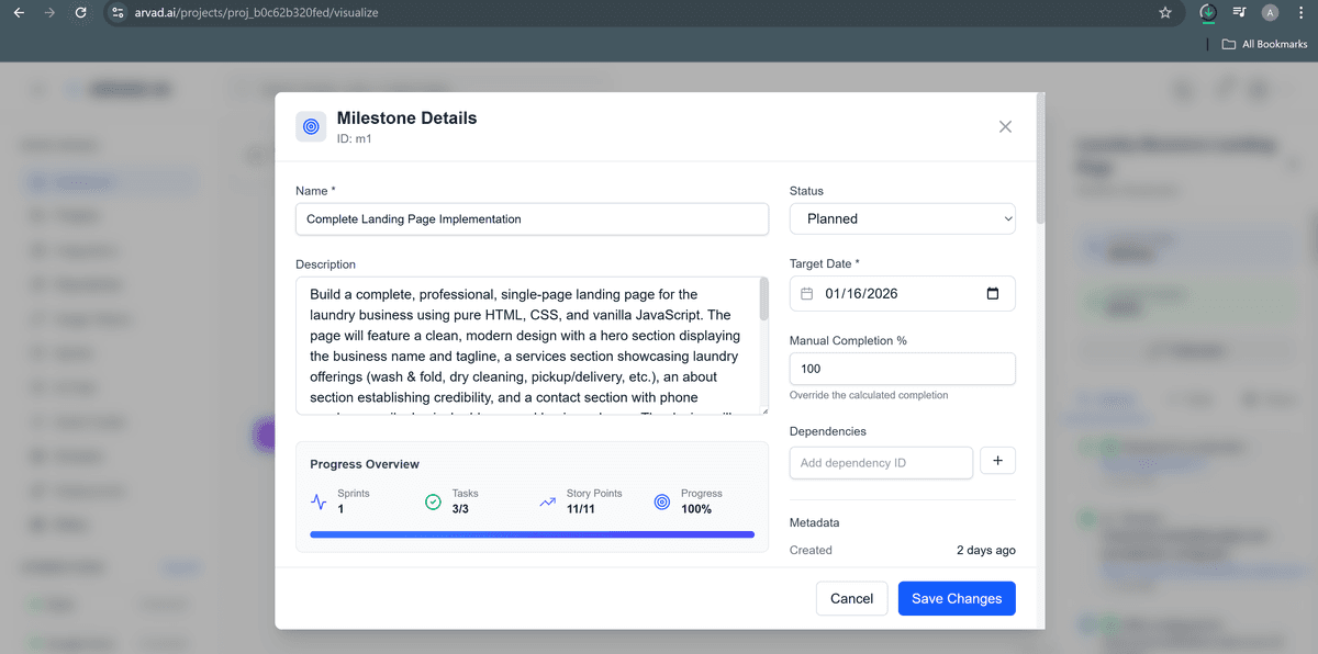 Milestone Details Modal