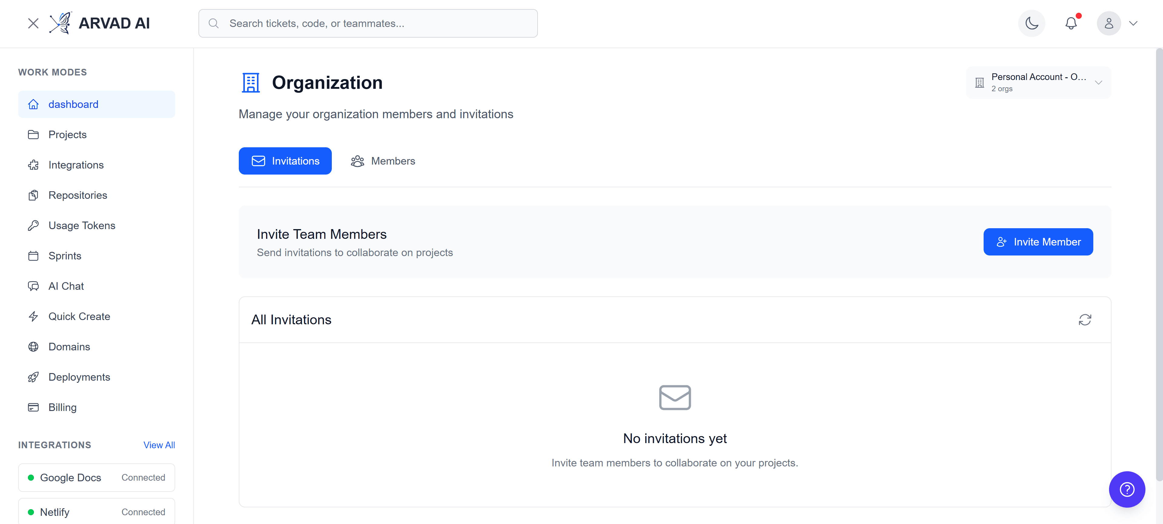 Pending invitations list