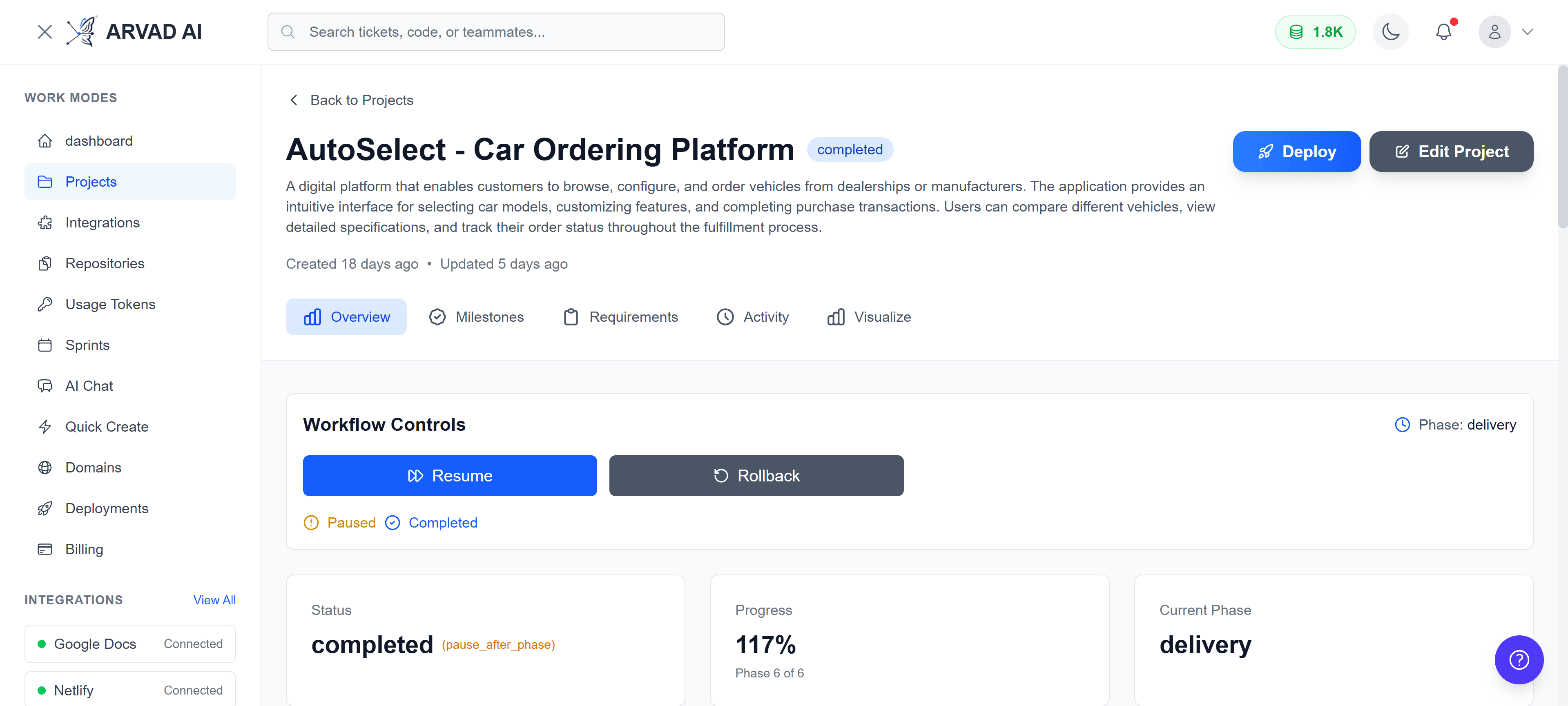 Project Details Page Overview