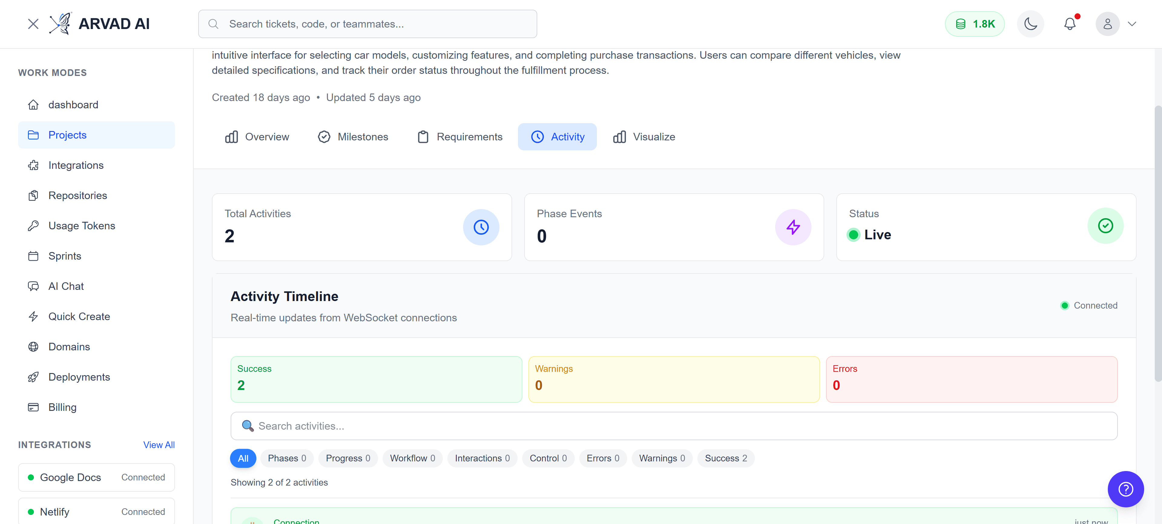 Project Activity Feed