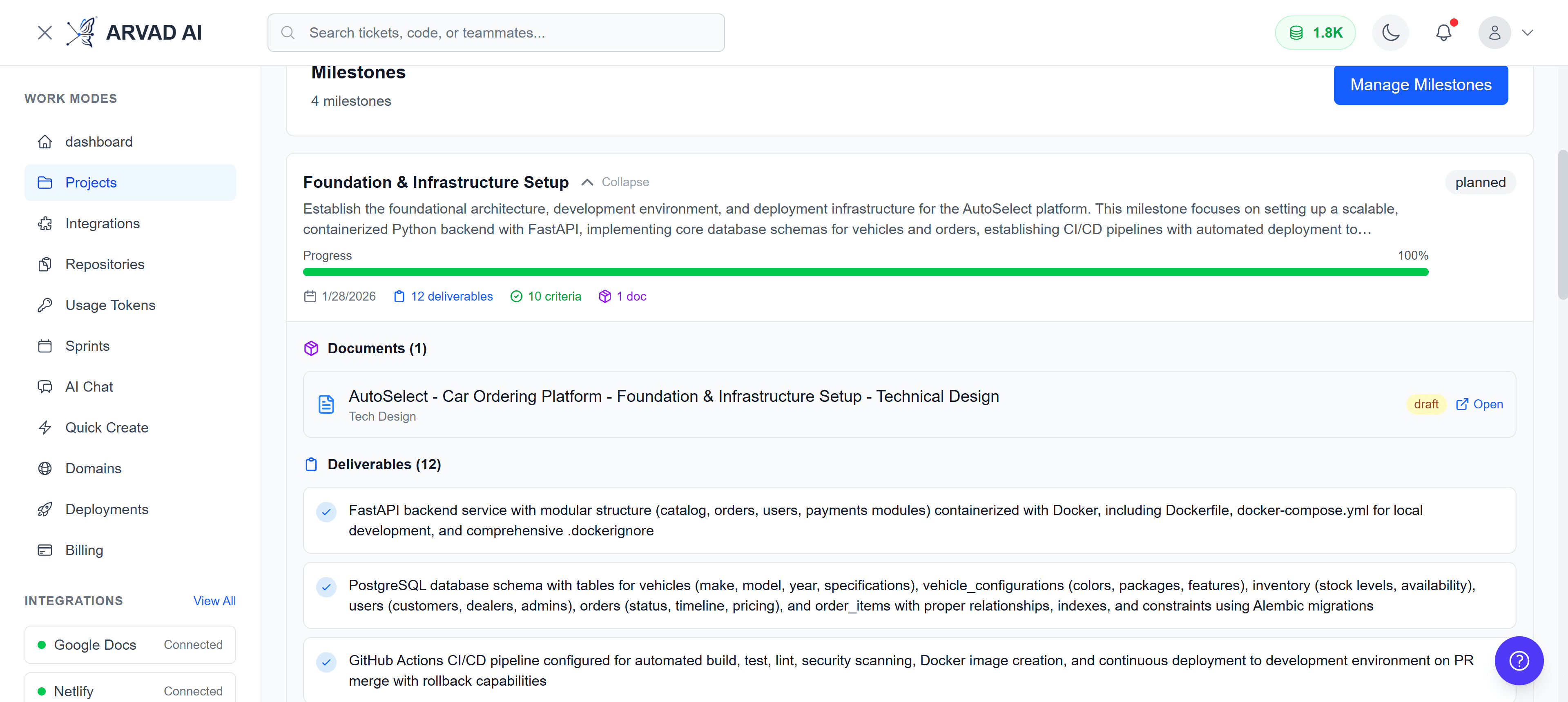 Milestone Details Modal