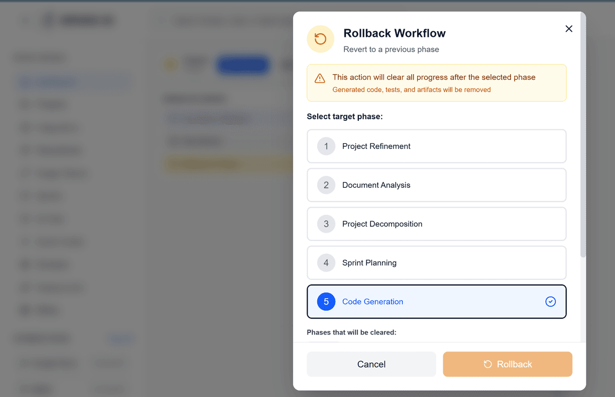 Rollback phase selection