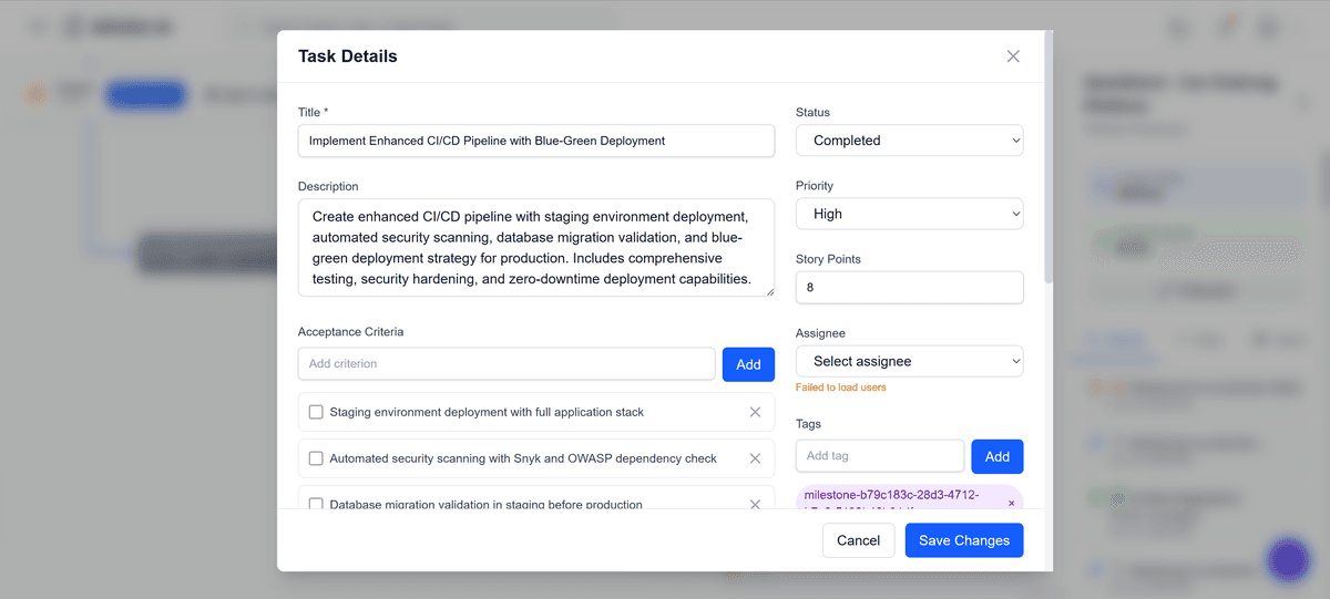 Task details modal
