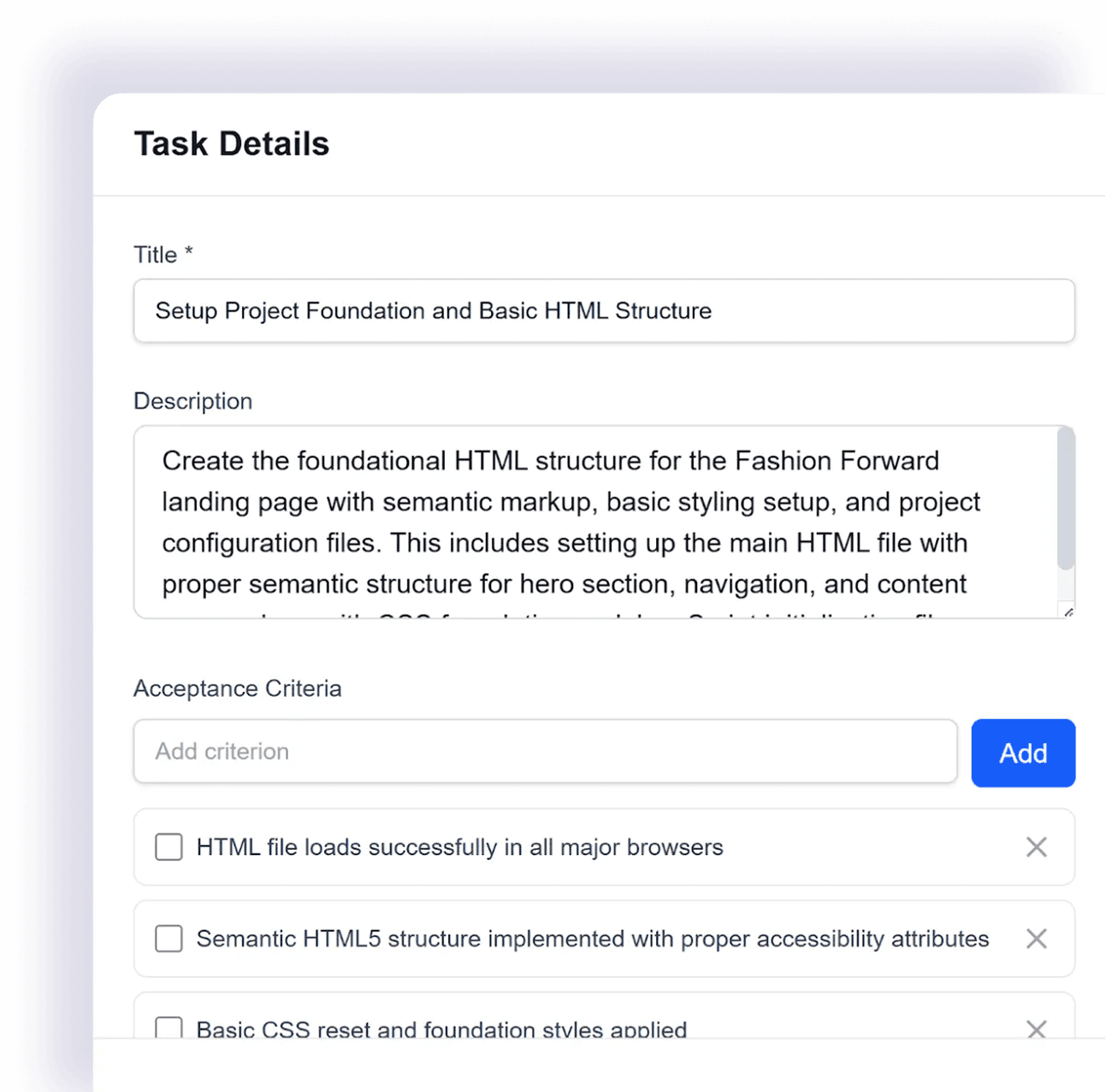 Task Details Interface